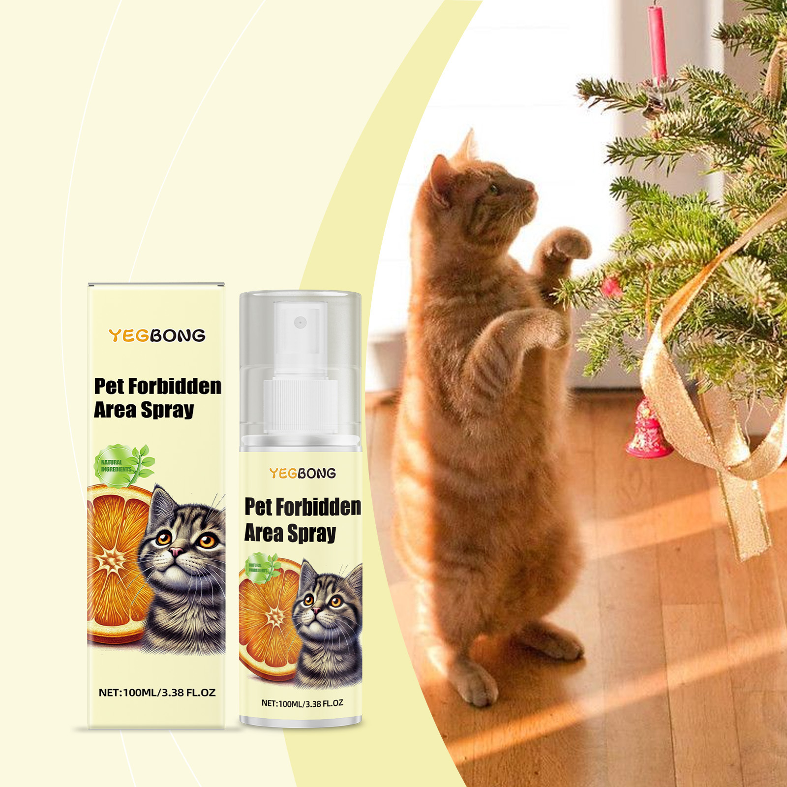 Спрей-репеллент для домашних кошек Yegbong, антицарапающий и антиуринирующий для дома и улицы