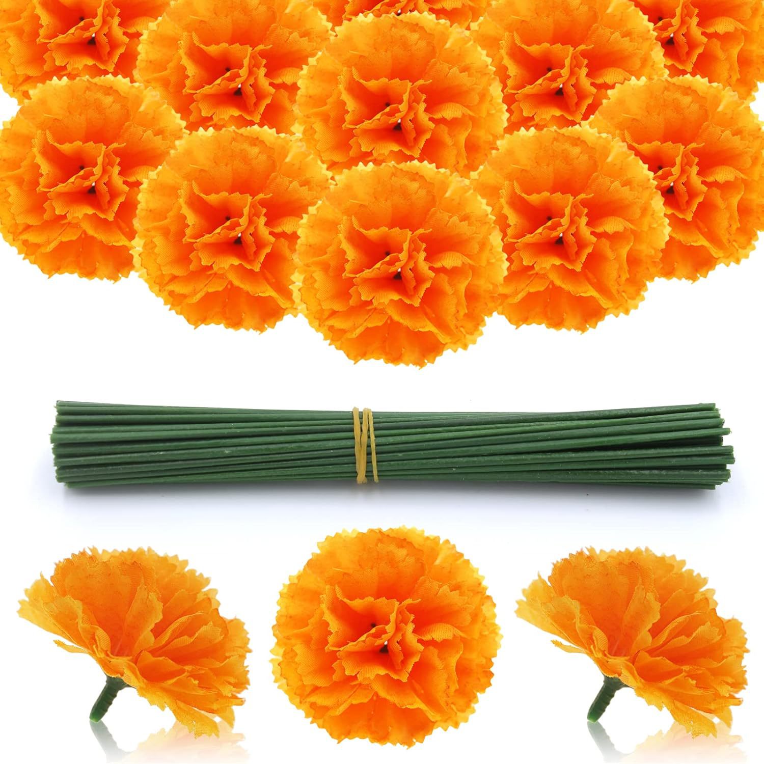 Simulated Marigold Flower Set 6Cm/9Cm Lilac Carnation Mexican Day of the Dead Halloween Decoration