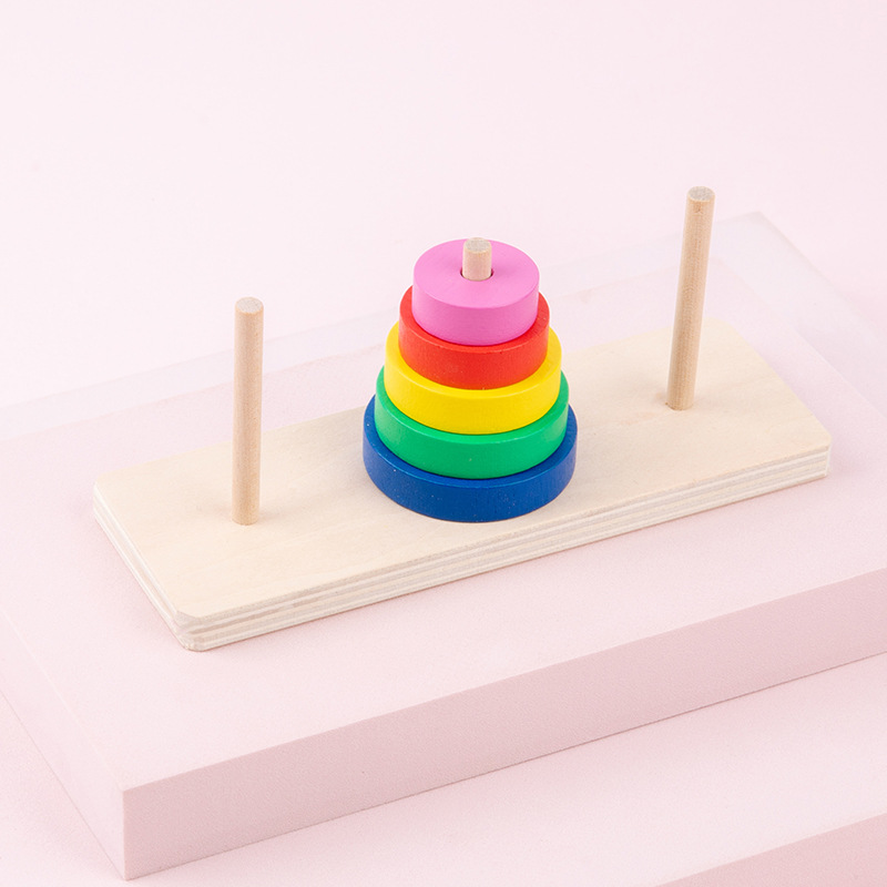 Wooden Mini Hanottamons Children's Small Five-layer Set Column Boys and Girls Baby Early Education Toys