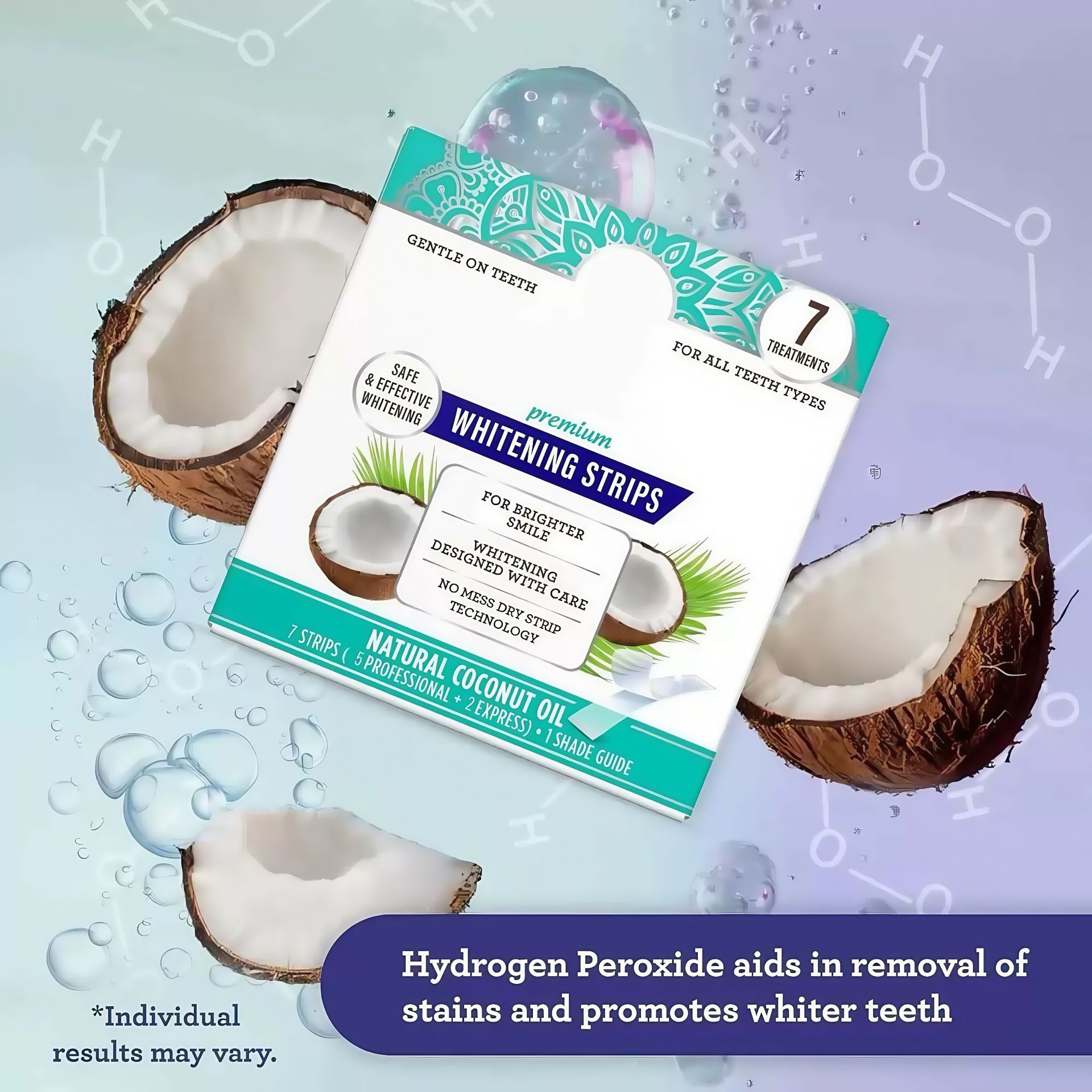 Tk Cross-Border Hot Model Wgitening Strips Coconut Oil Whitening Tooth Strips 7Pcs Cleaning and Whitening Strips
