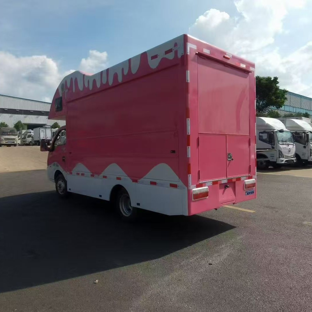 Mobile Snack Food Truck Dongfeng Tuyi Rear Dual-Wheel Ice Cream Cart Cold Drink Milk Tea Coffee Vehicle Can Be Registered