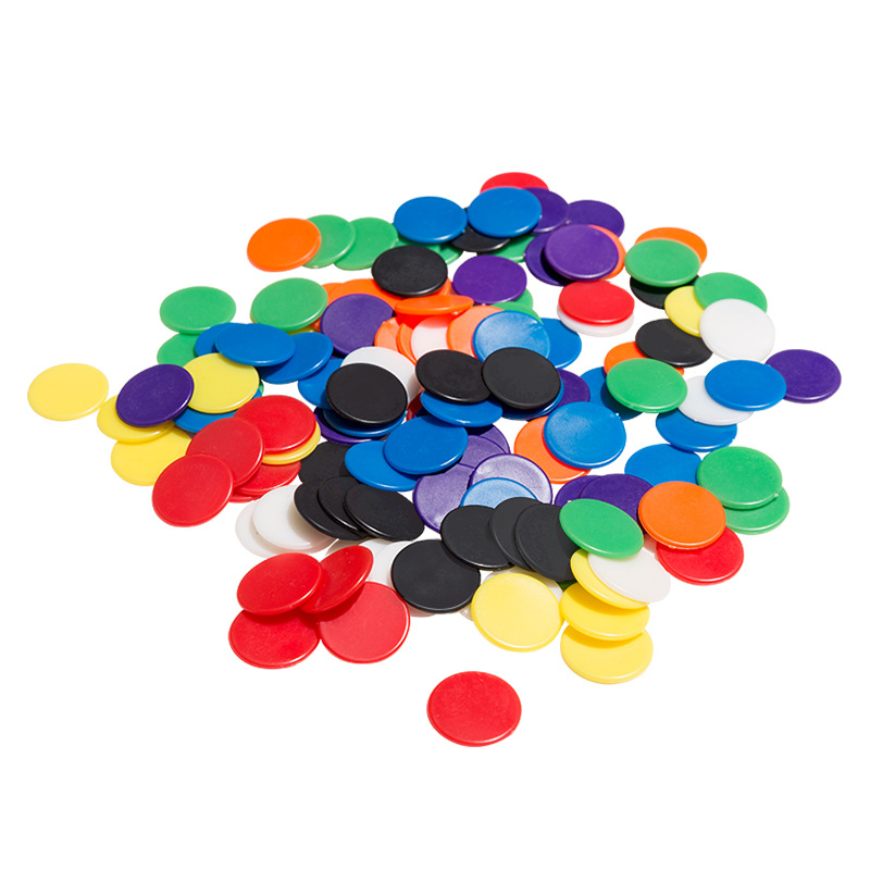Cross-border supply of creative color solid color small disc plastic ornaments chip round card all kinds of game points coin