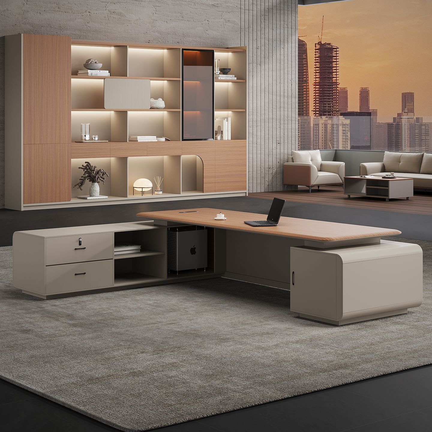 Light Luxury Boss Desk, High-End Manager Desk and Chair Combination, Simple and Modern Blister Process, President's Desk