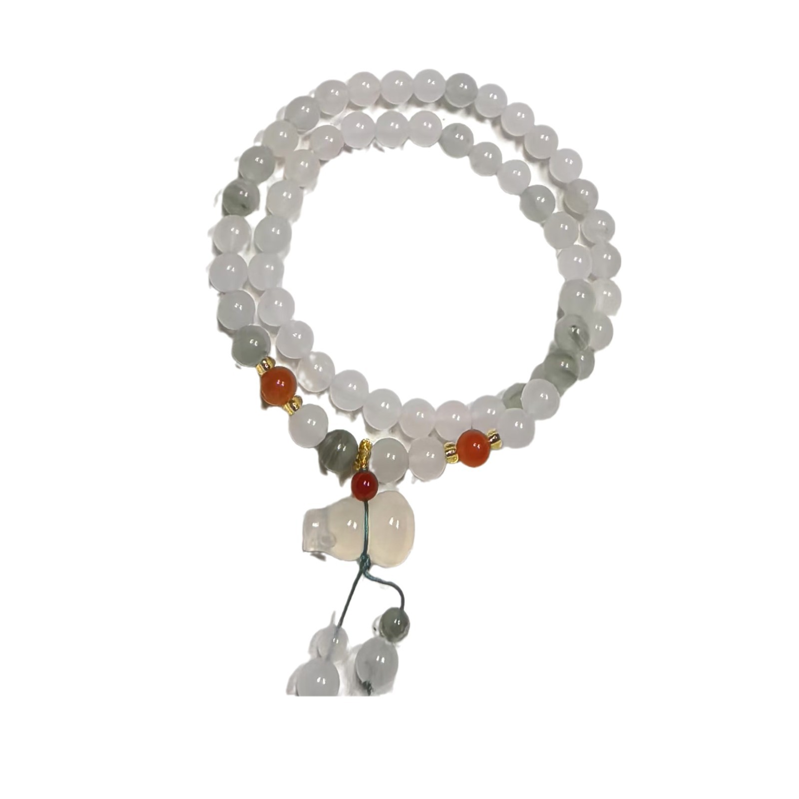 Natural Tianshan Cui Double Circle Bracelet New Chinese Gourd Pendant Bracelet Gold Silk Jade National Tide Jewelry in stock Wholesale