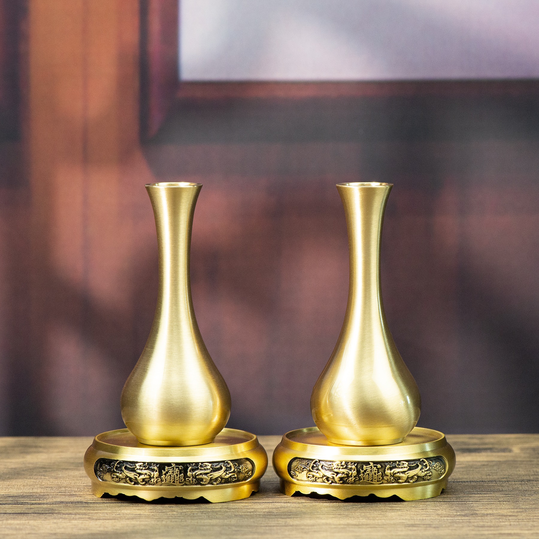 Pure Copper Small Vase Ornaments Desktop Copper Vase Decorations Buddha Front Offering Vase Flower Vase Jade Pure Vase