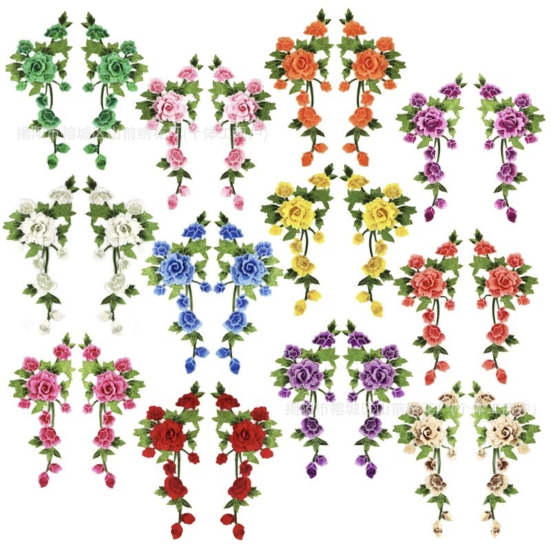 Водорастворимые трехмерные вышивки, самодельные тканевые наклейки, цветочные аксессуары, патчи, наклейки для чонгсам