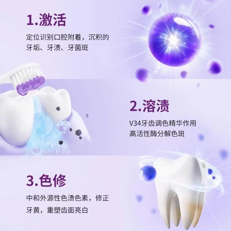 Customized Purple Tooth Powder Series Products Support Sample Requests, Toothpaste Original Factory, Whitening, Cross-Border
