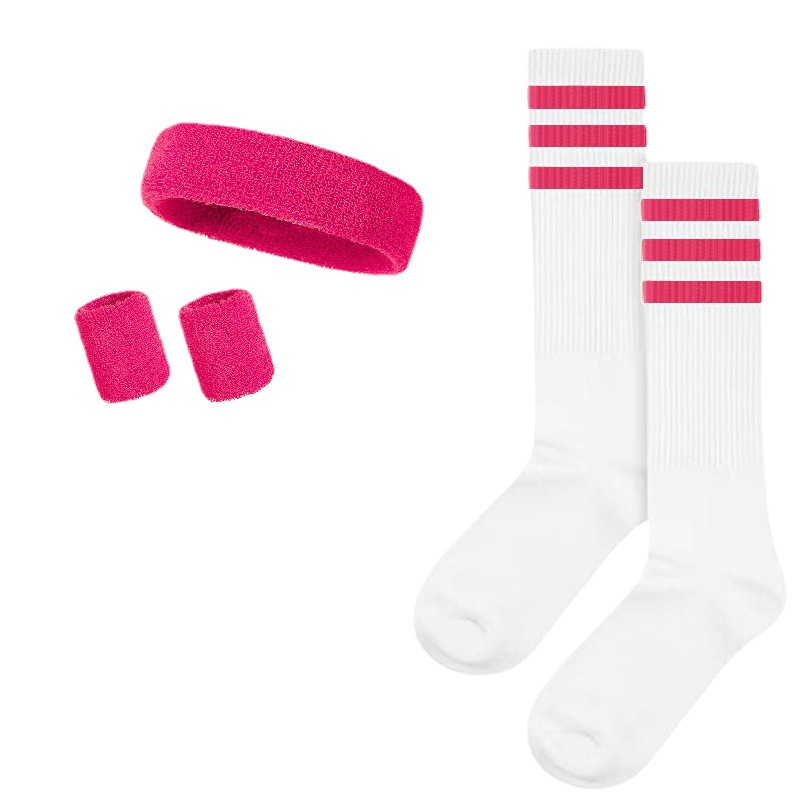 Cross-border rainbow wristband hair band socks set combination sports basketball headband wristband football socks four pieces