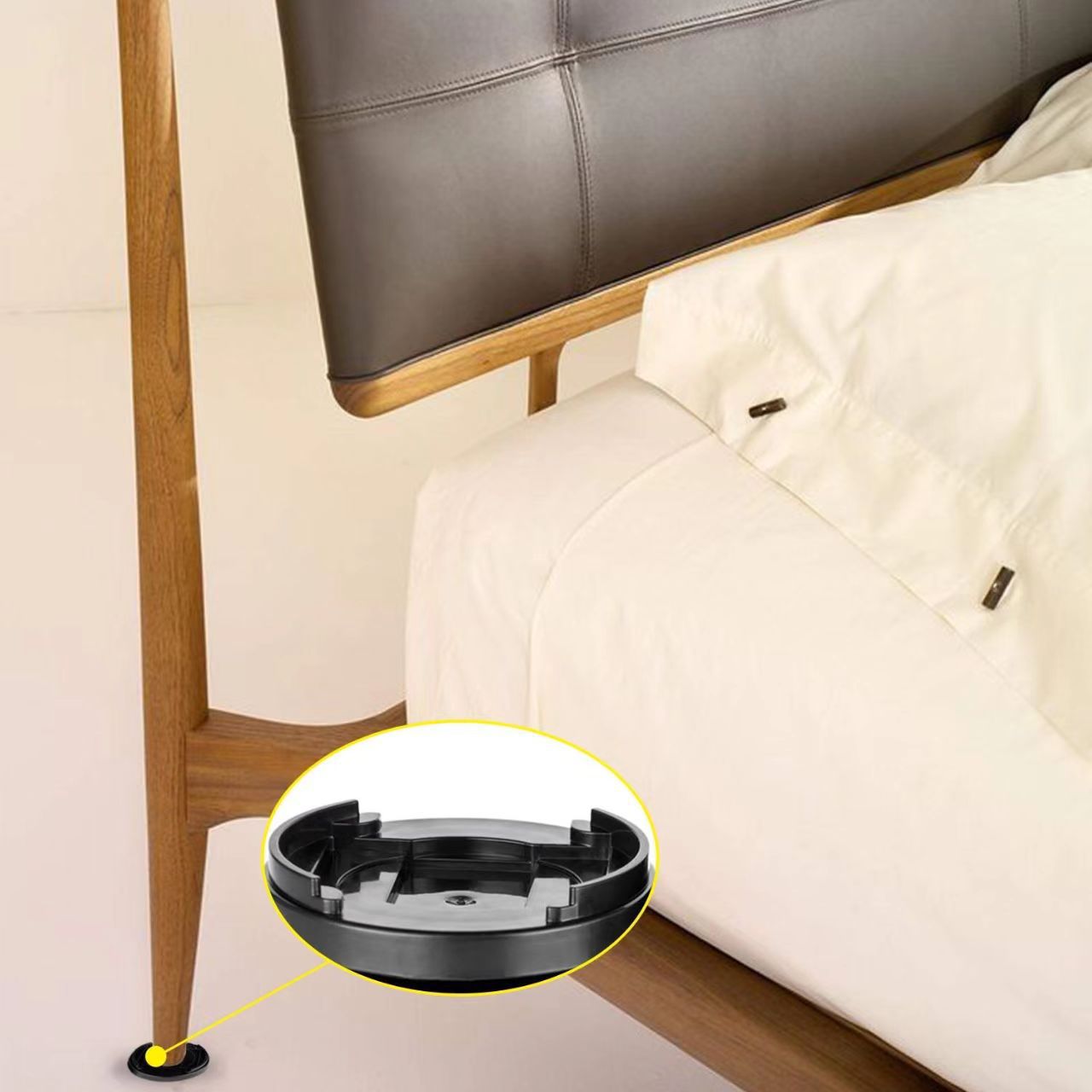 Round Multi-Card Slot Design Bed Foot Table Foot Cabinet Foot Furniture Foot Pad Anti-Slip Solid Wheel to Prevent Cuts on Floor Carpet