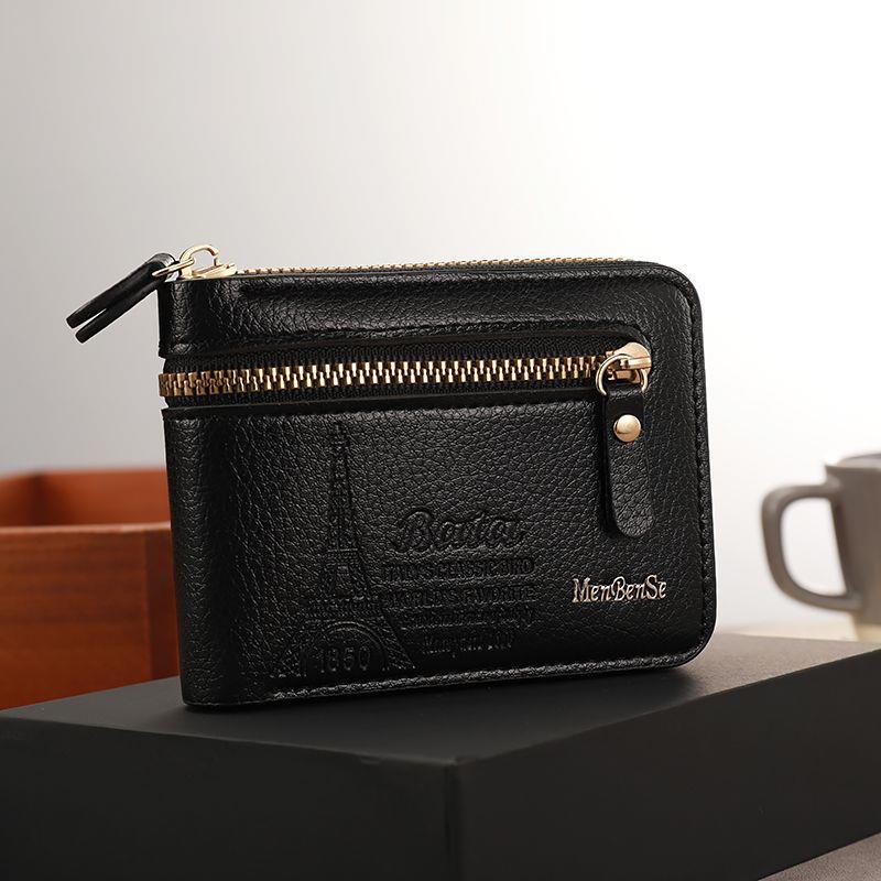 Men's Short Wallet with Zipper, Multiple Card Slots, Card Holder, Id Holder, Fashionable, Durable, High-Looking, Mini, Easy to Carry, Trendy