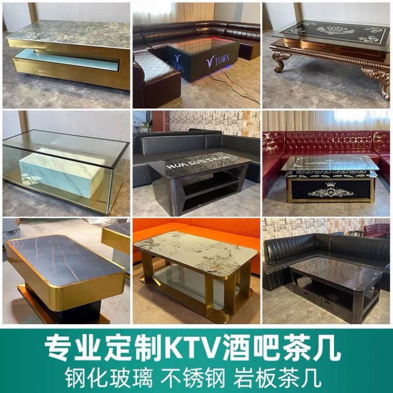 KTV Bar Coffee Table Night Club Box Stainless Steel Glass Luminous Coffee Table Clear Bar Bar