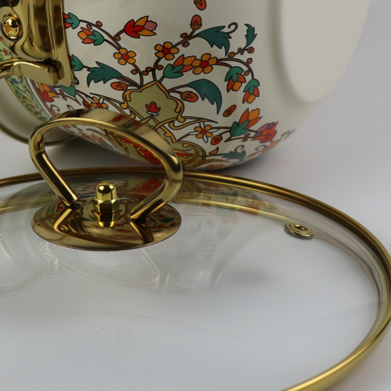 Enamel Pot, Soup Pot, Double-Handle Pot, Enamel Apple Pot, Suitable for Induction Cooker and Gas Stove, Stewing Soup, Environmentally Friendly Enamel Material, for Home Use