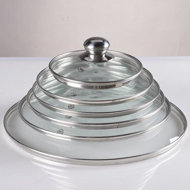Pot Lid Household Tempered Glass Steamer Cooking Pot Lid Transparent Round Universal Heat-Resistant High Temperature Glass Lid