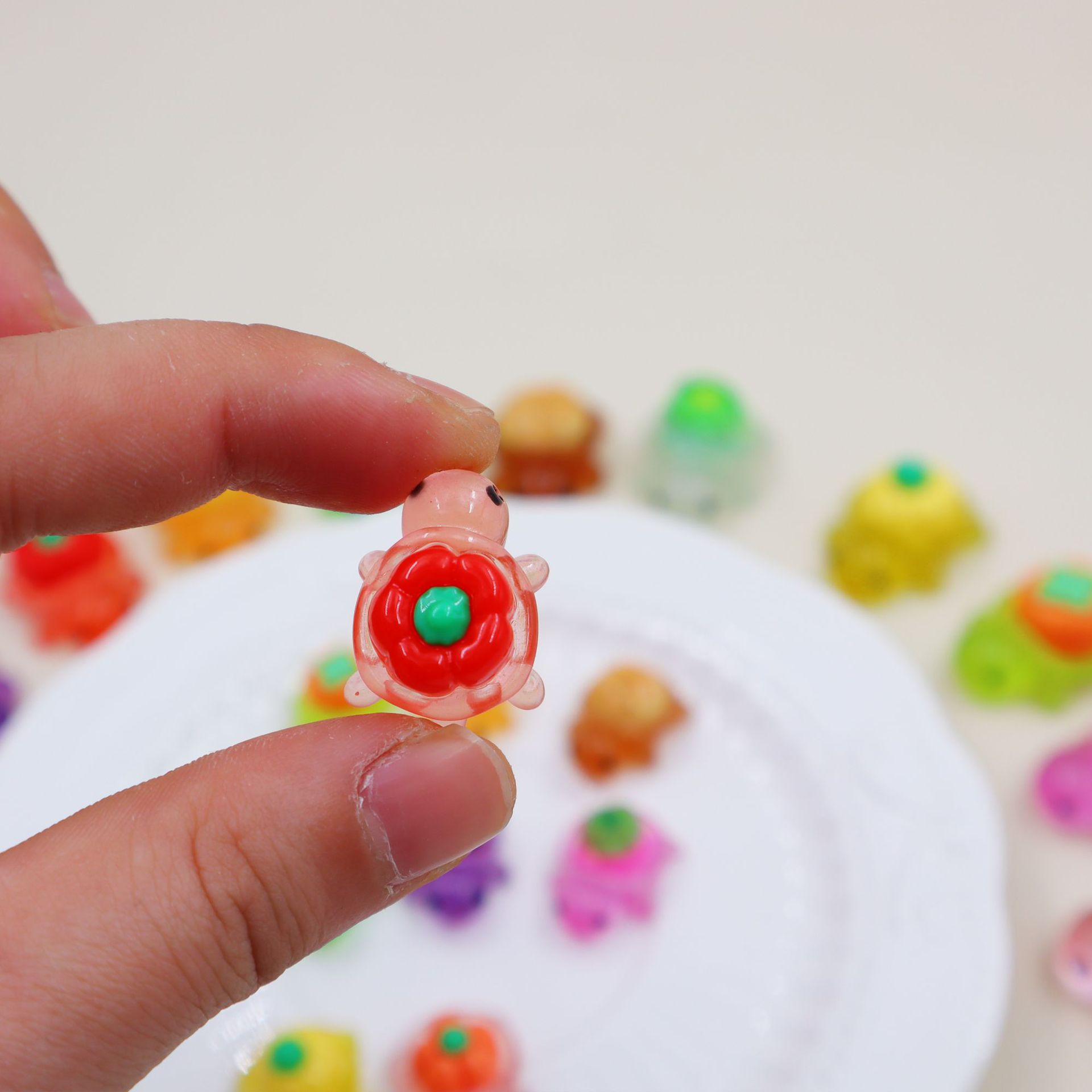 New Vegetables and Fruits Luminous Little Turtle DIY Resin Jewelry Ornaments Desktop Ornaments Shake Tone Blind Bag for Touch