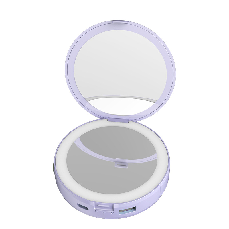 Mini makeup mirror LED light magnifying portable fill light mirror charging smart pocket hand warmer multifunctional makeup mirror