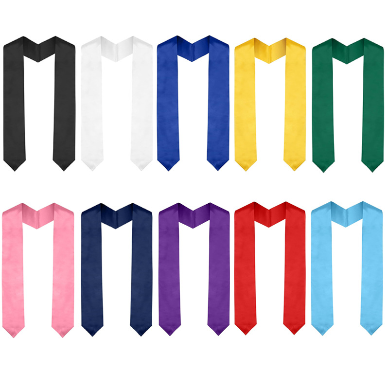 Bachelor's Uniform Graduation Shawl Ribbon Pure Color University Adult Ceremonial Tablet Shawl Honor Printable Logo Dress