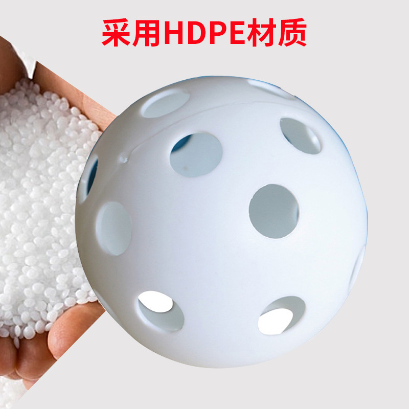 Dongguan factory processing 41mm plastic peak ball HDPE golf indoor hollow ball 26-hole practice hole ball
