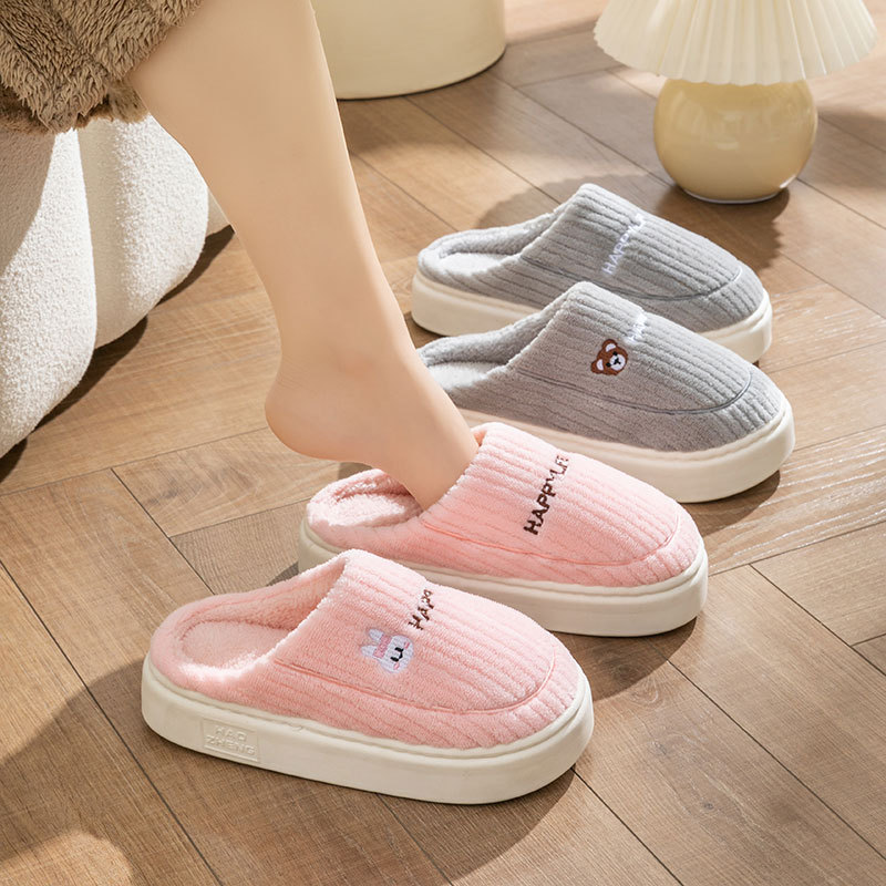 Cixi Cotton Slippers for Women's Home Use in Winter Indoor Home Non-Slip Spring & Fall Plush Warm Couple Winter Men's