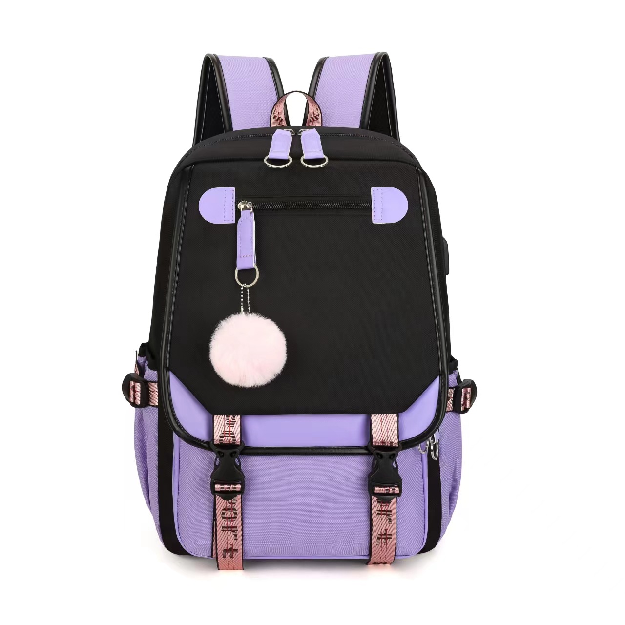 Cross-Border Casual Korean Style Schoolbag, Outdoor Large-Capacity Junior High School Student Solid Color Simple Multi-Layer Computer Bag Backpack