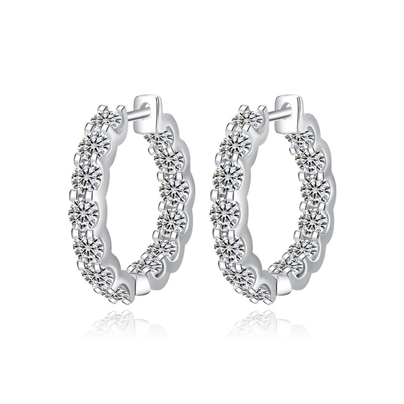 Cross-Border Hot-Selling D Color 2.6 Carat Bull Head Moissanite Earrings S925 Sterling Silver Earrings Full of Diamonds Moissanite Earrings