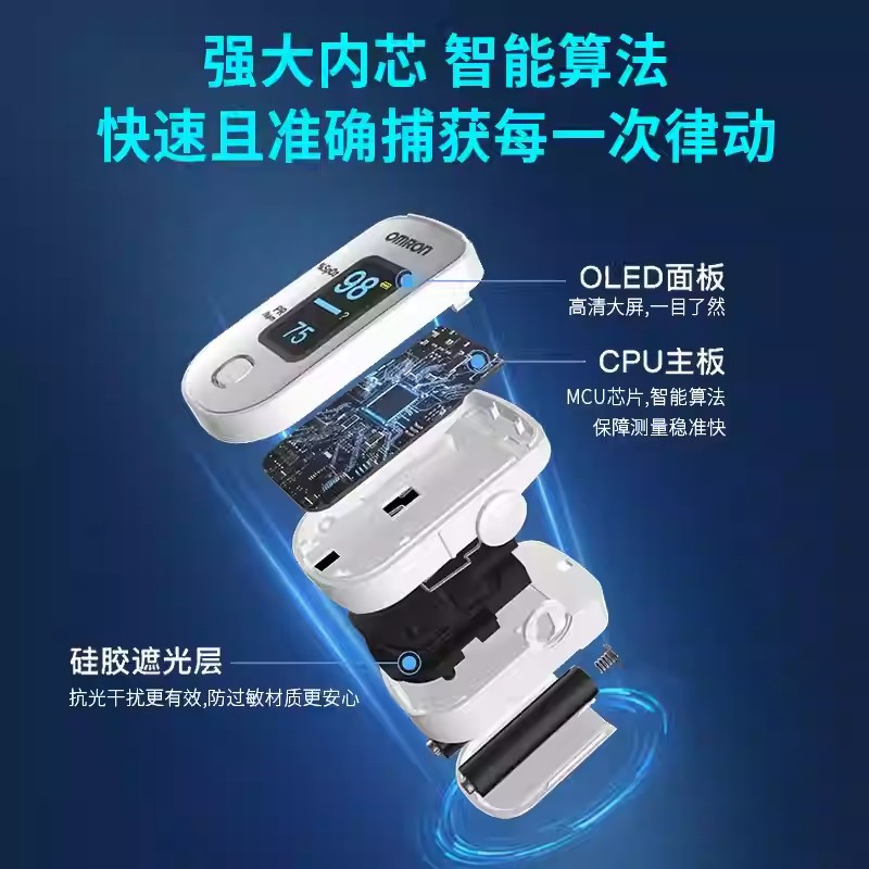 Omron Hpo100 Medical-Grade High-Precision Finger Clip Blood Oxygen Meter, Home Portable Heart Rate Detector