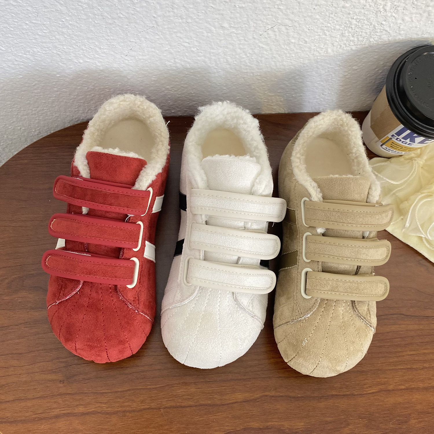 Velcro Women's 2025 Winter High-Looking Sneakers Fleece-Lined Warm Student Sports Shoes N2266M/N2266C