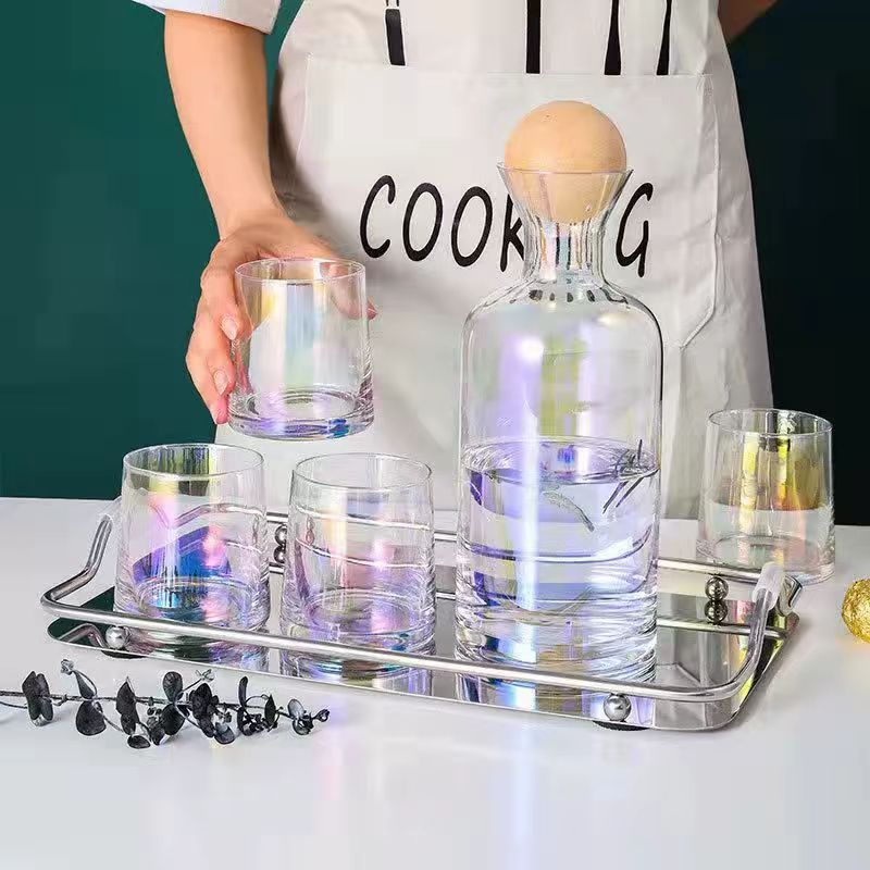 Nordic Light Luxury Water Tools Juice Pot Water Cup suit Household Creative Large Capacity Glass Cup Cool White Open Cold Water Kettle