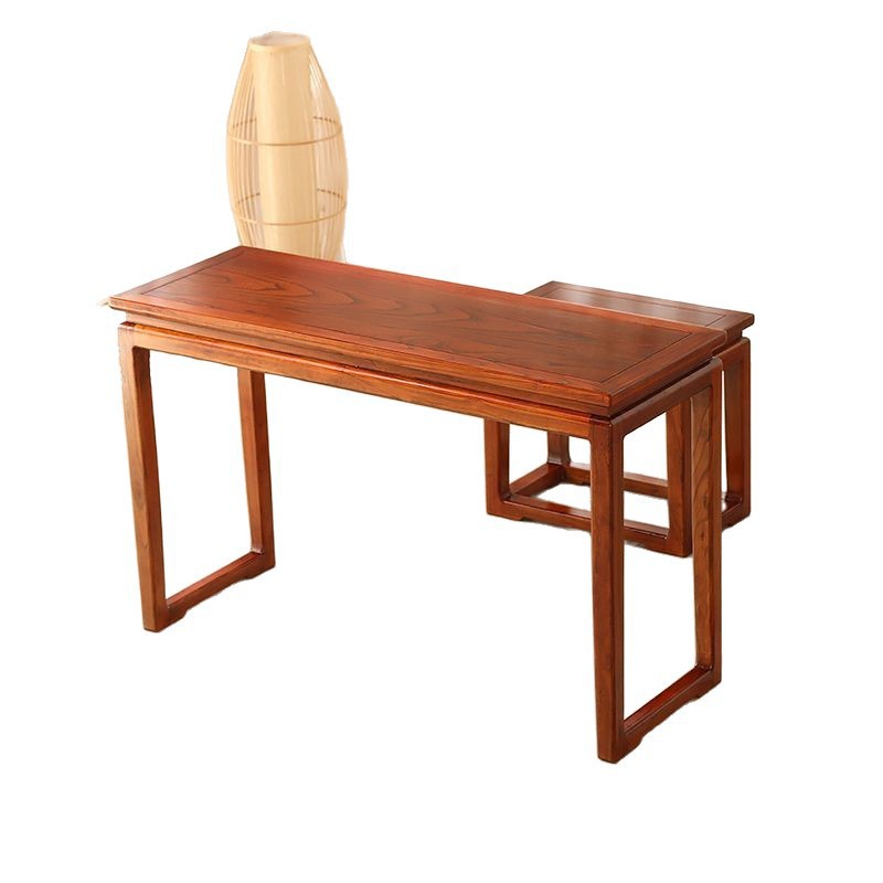 New Chinese Style Old Elm Wood Table and Stool, Guqin Table, Solid Wood Chinese Calligraphy Table, Small Desk, Antique Simple Table