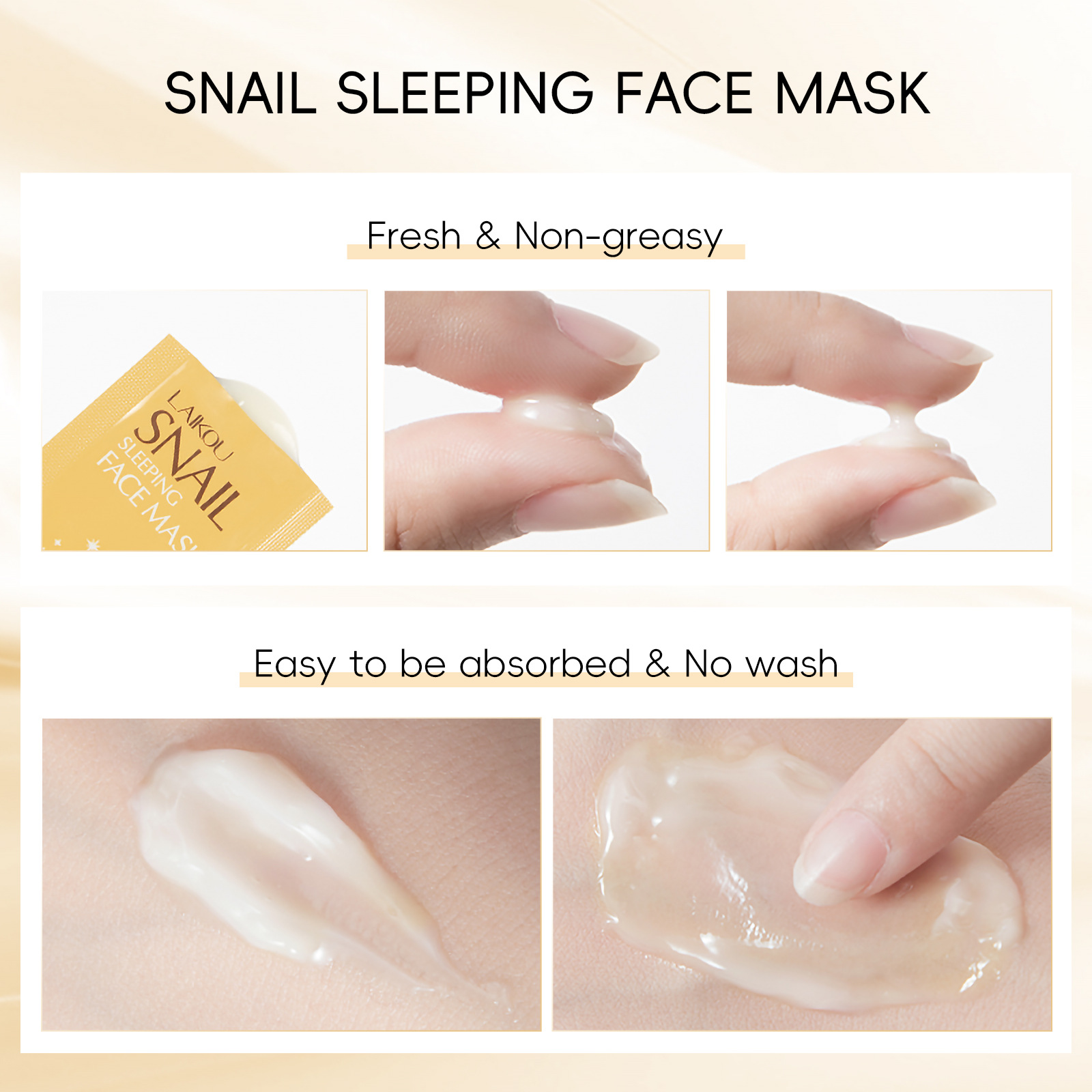 Cross-Border Laiko Snail Sleeping Mask Sheet Old Packaging 3g Full English Sleeping Mask Cosmetics Foreign Trade Mask