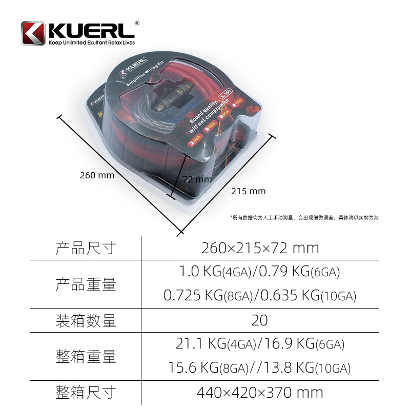 Manufacturers wholesale car audio modified subwoofer modification cable 10/8/6/4GA car amplifier line