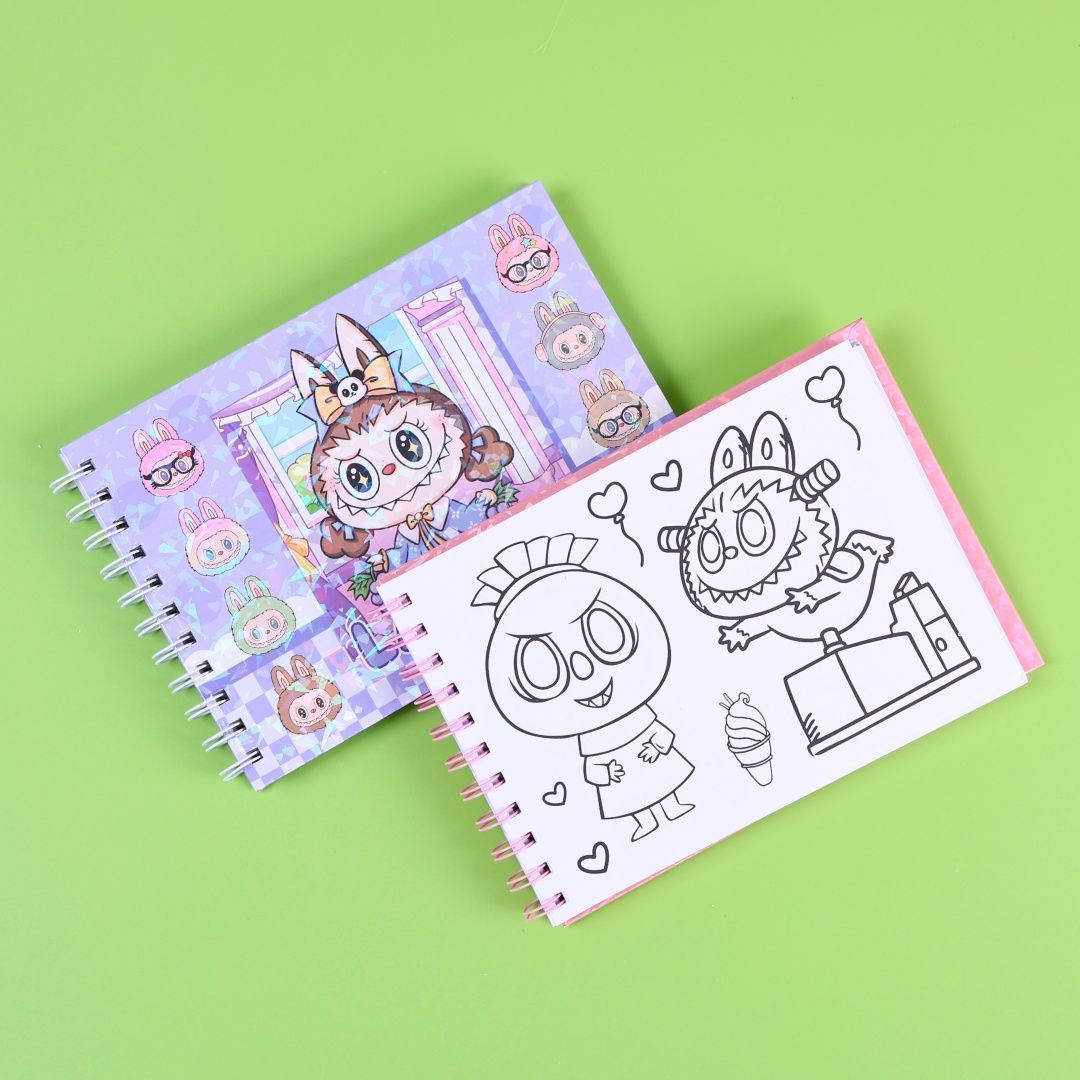 Labubu Coloring Coil Book Labubu High-Looking Ins Creative Picture Book Cute and Cute Drawing Book.
