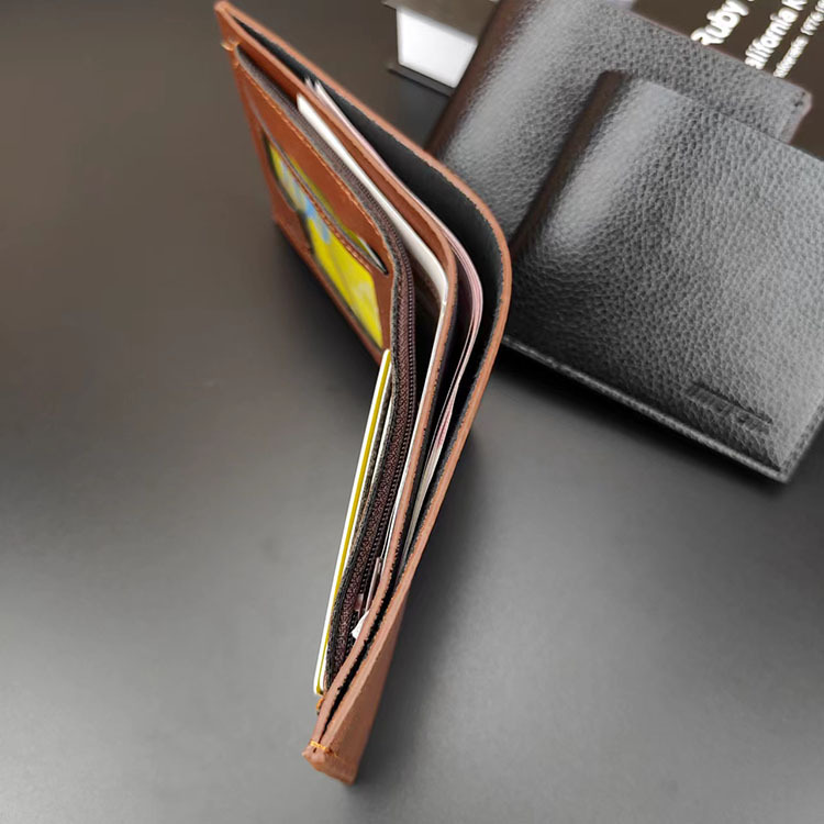 Short wallet with zipper men's wallet Horizontal Men's wallet wholesale ultra-thin student two-fold simple PU leather