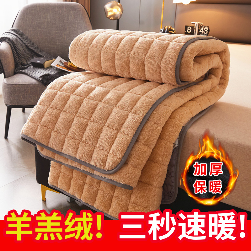 Lamb's Wool Mattress Cushion Household Thin Single Double Student Mattress Protective Pad Bedding Quilt Anti-Slip Mat