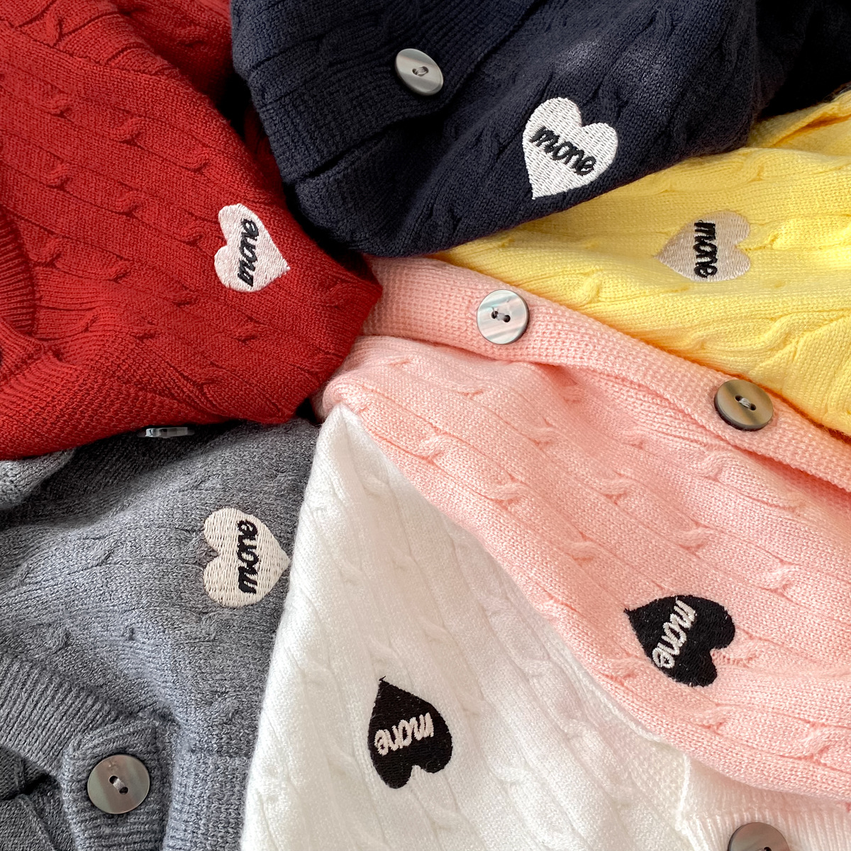 Children's Wear Large and Small Girls' Baby Korean Style Strung Sweater Western Style Casual Love Knitted Cardigan Jacket