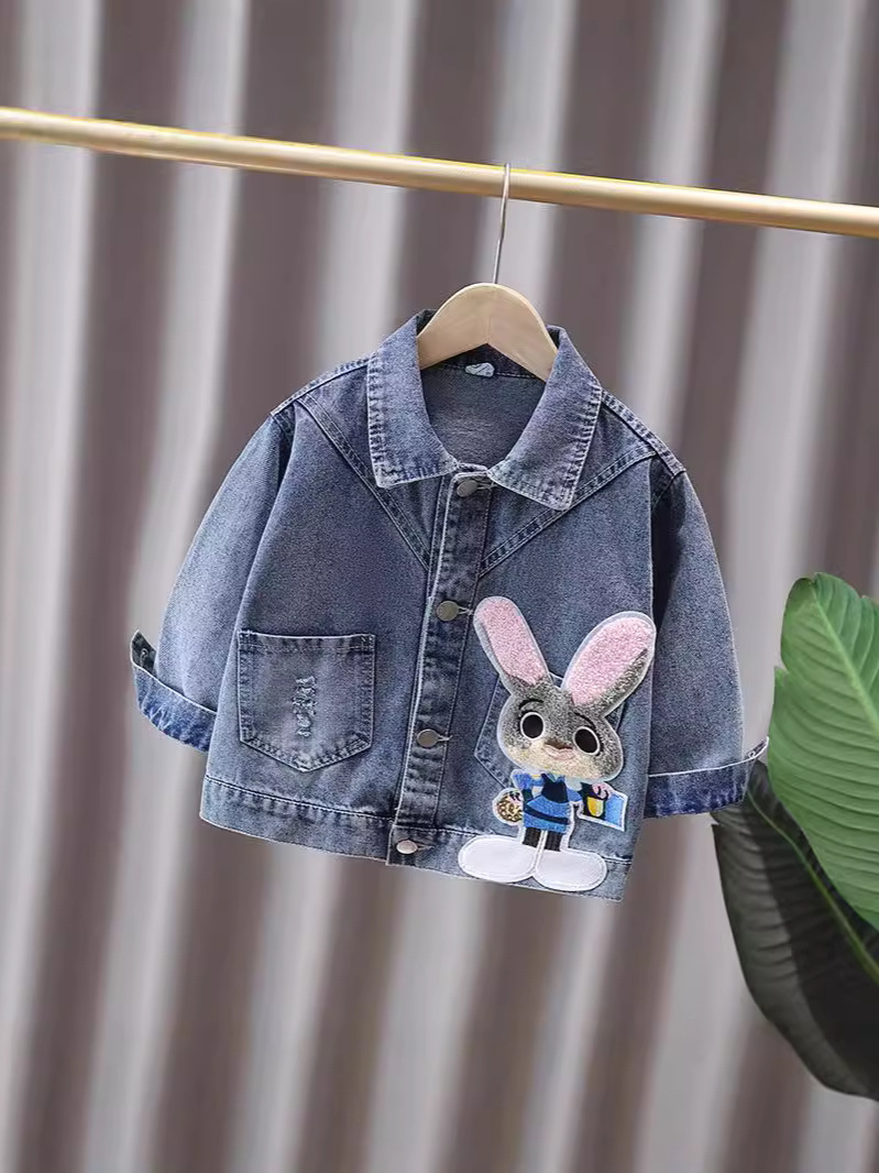 Girl's Little Rabbit Denim Coat Autumn 2025 New Fashionable Children's Baby Autumn Loosen Coat