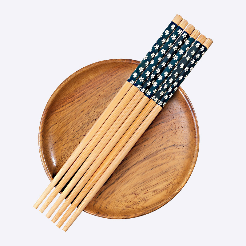 Factory wholesale bulk five-color small floral bamboo chopsticks a variety of specifications carbonized flower chopsticks tableware chopsticks