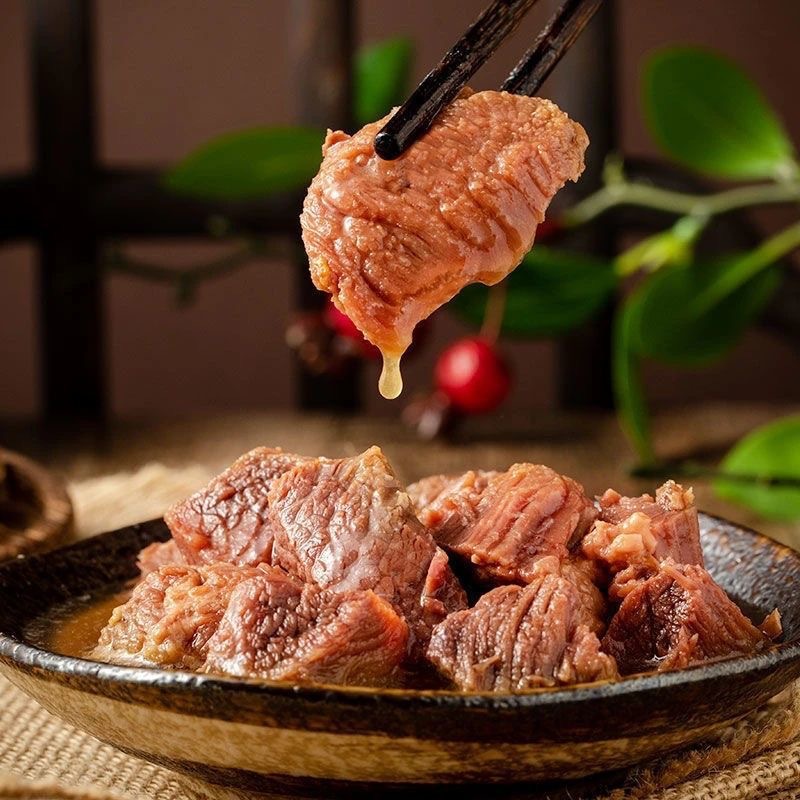 Canned Braised Beef Ready-To-Eat Cooked Canned Meat for Meals, Outdoor Convenient Instant Canned Portable