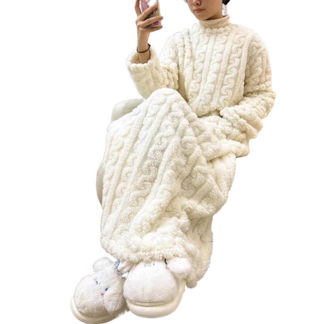 Thickened Walking Quilt Robe with Jacquard Velvet, Long Loose Nightgown with Pockets for Women, Winter Sleepwear