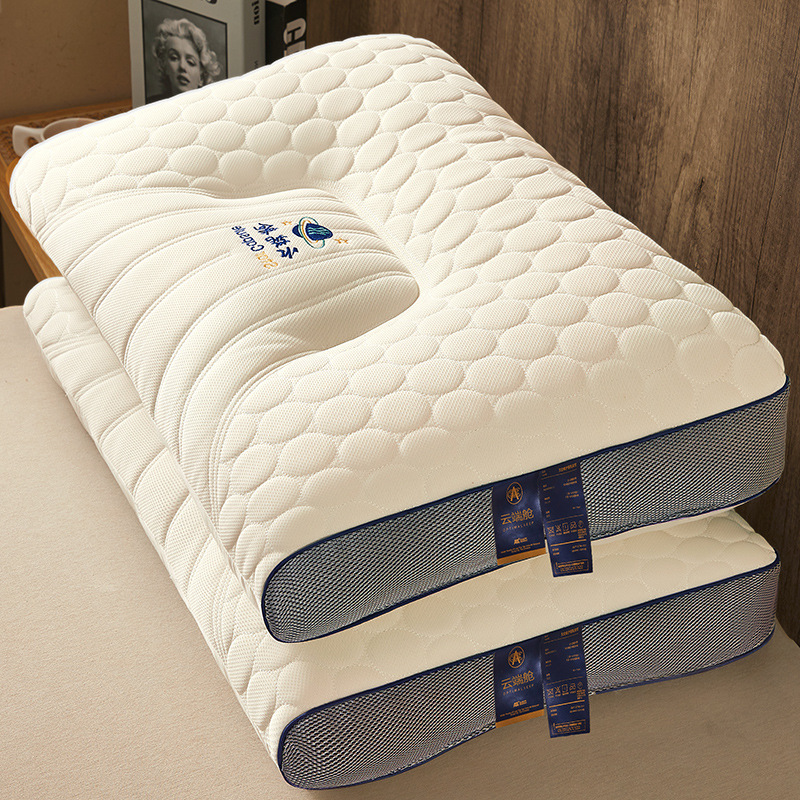 A Pair of Thai Latex Pillows for Home Use Natural Rubber Single Dormitory Student Cervical Spine Pillow Core to Help Sleep