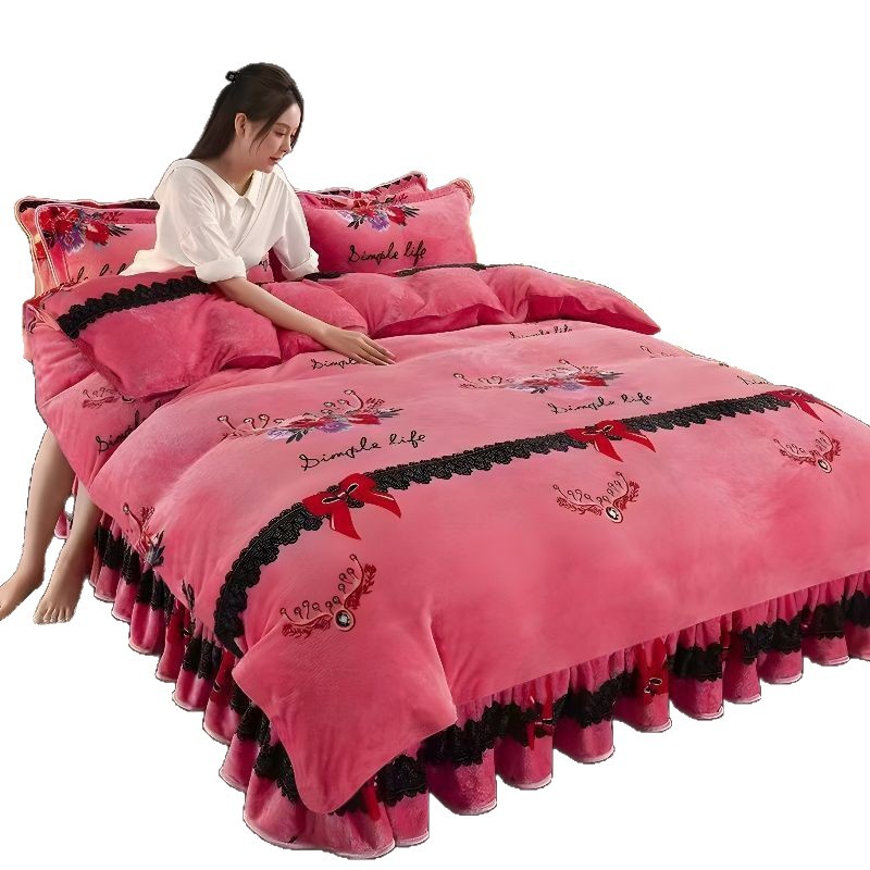 Flannel Plush Warm Quilt Cover Coral Special Price Fleece Single Piece Winter Double-Sided Fleece Duvet Cover Single Person Modern Simple Style