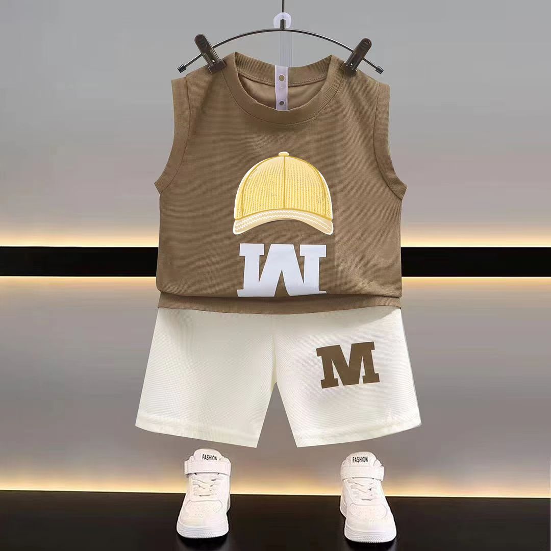 Summer new children's vest set boys sleeveless top shorts Korean summer two-piece children's clothing thin wholesale
