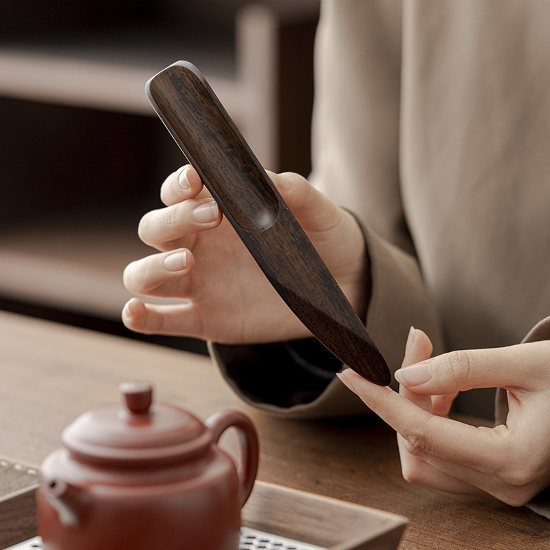 Ebony Tea Spoon Solid Wood Tea Spoon Small Long Handle Tea Shovel Tea Japanese Style Tea Appreciation Lotus Tea Ceremony Six Gentleman Accessories