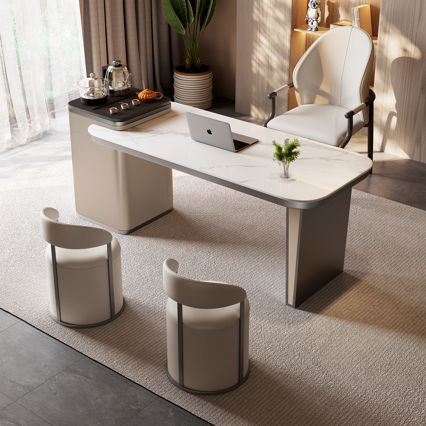 Чайный столик Mk7116, легкий люкс, один стол и пять стульев, противоожоговый и износостойкий, для балкона