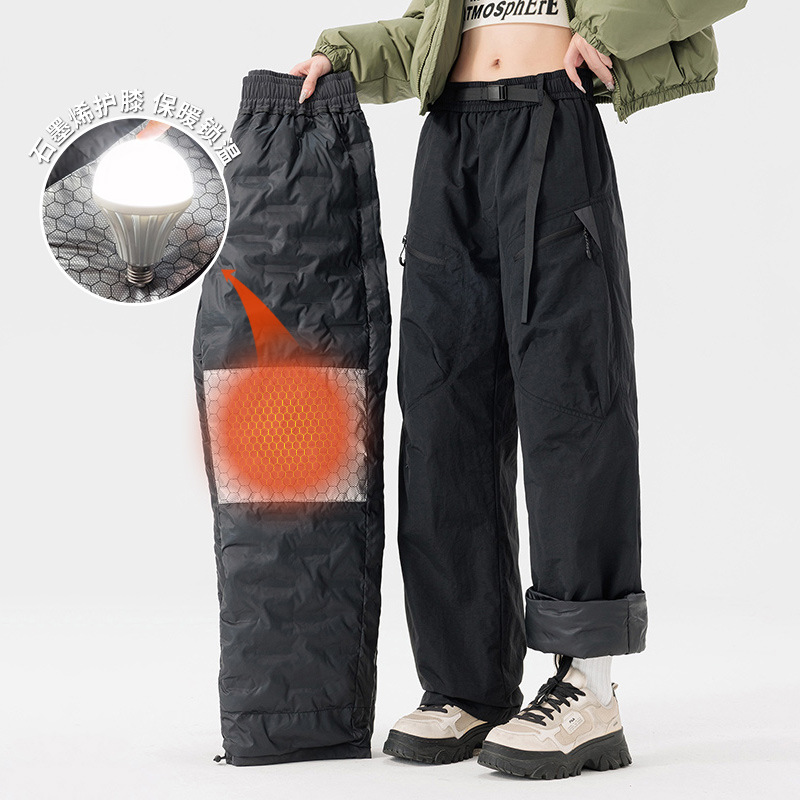 Northeast Harbin Ski Gear Softshell Pants Men Fleece Thickened Cold-Proof Windproof Waterproof Hiking down Pants Women Winter