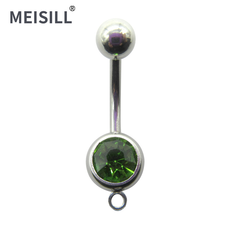 Meier stainless steel single diamond navel ring European and American navel nail spring personality men and women navel ring piercing jewelry wholesale