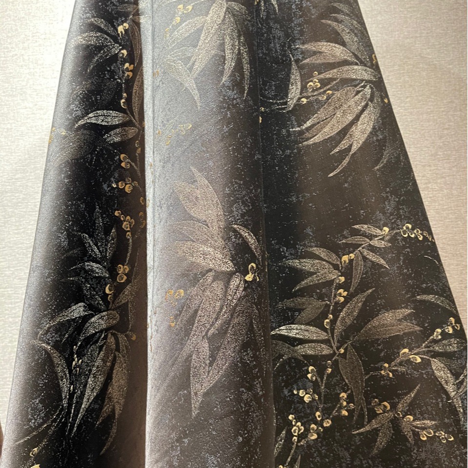 Factory new Chinese style black bamboo leaf jacquard handmade fabric cushion Tang suit Hanfu fabric new Chinese curtain