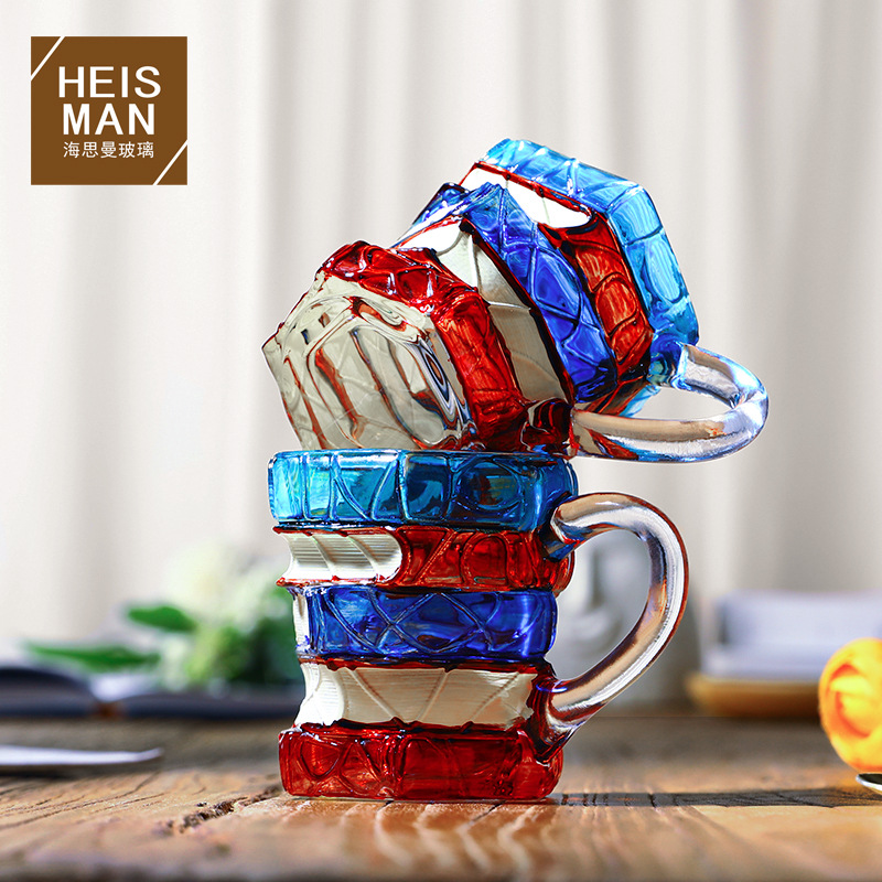 Painted Book Mug Artificial Hand-Painted Book Coffee Cup Cross-Border Hot-Selling 3D Mechanism Book Novelty Mug