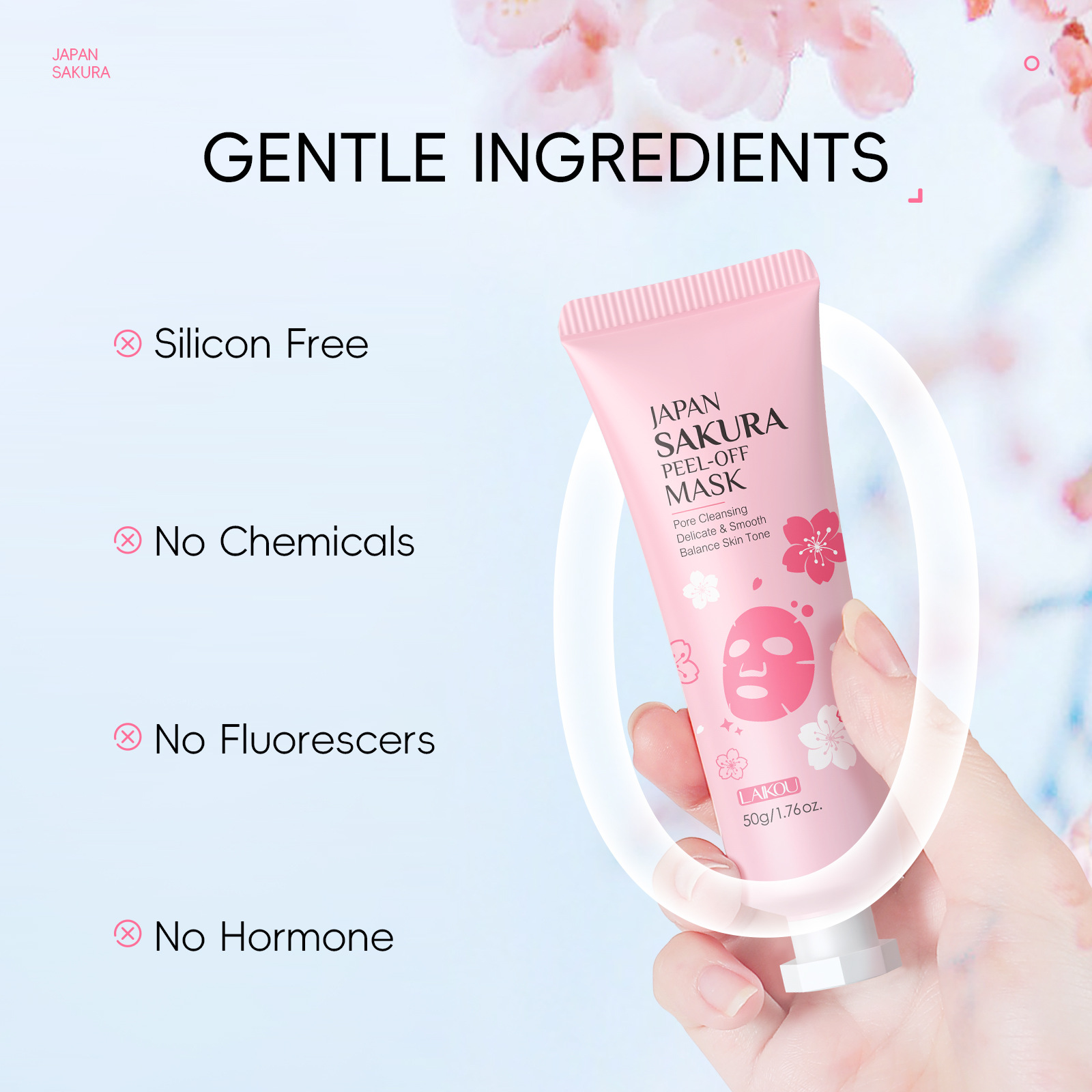 Temu Version Laikou Laikou Cherry Blossom Peel-Off Mask 50g (Tose) Cleans Pores Export Facial Mask Skin Care