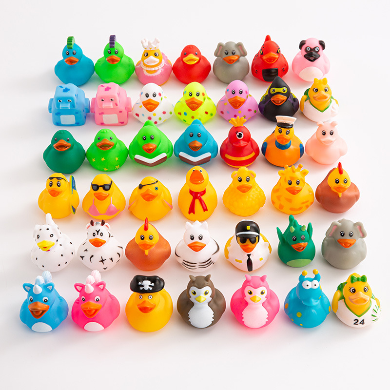 Amazon's Hot-Selling 50 Mixed Vinyl Little Yellow Duck Squeaking Safe Non-Toxic Water Toy Bath Toy Duck
