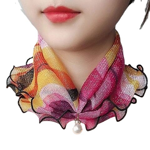 Spring, summer and autumn Korean style mesh pullover small scarf women's neck protection scarf thin fashion all-match half decorative scarf